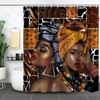 hipaopao Black Girl Shower Curtain African Woman Boho Theme Fabric