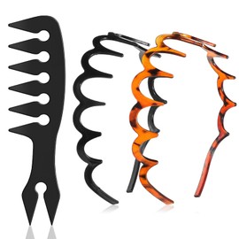 2 Pcs Zig Zag Headband and 1Pcs Wide Tooth Combs, Tooth Headbands, Hairband Fashionable Ladies Teeth Headbands, Non-Slip Hair Accessories Suit Fashion Girl Hairband for Women Men