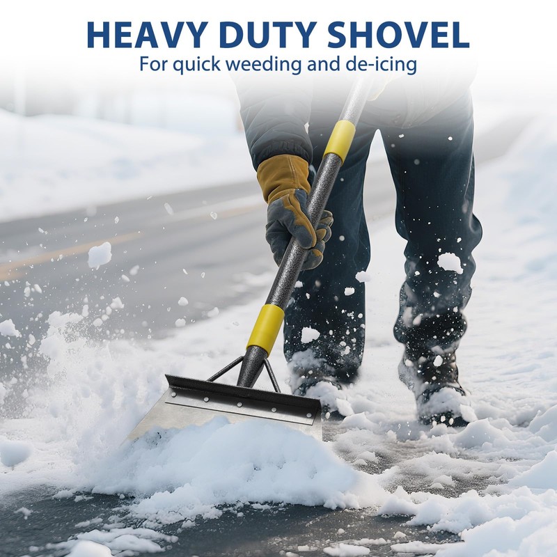 Snow Ice Scraper, 60" Long Handle Heavy Duty Garden Flat