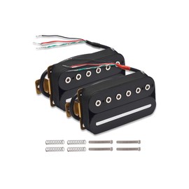 ROZILO Black Electric Guitar Humbucker Neck Bridge Pickup Set Blade/Hex Screw Adjusting Dual Coil Guitar Pickup with 4 Conduct Cable/Coil Splitting