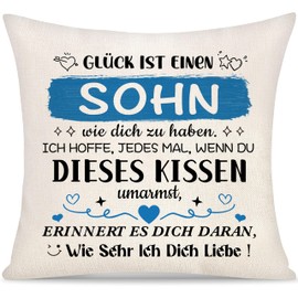 Yoskiasd Cushion Cover Gift for Son Men Boys Gift from Mum Dad Cushion Cover Inspirational Graduation Gift Birthday Gifts Happiness is a Son Like You to Have