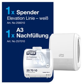 Tork Starter Pack for Continuous Air Freshener White A3, Elevation Design, Dispenser and Refill Material Spring Breeze, 976000