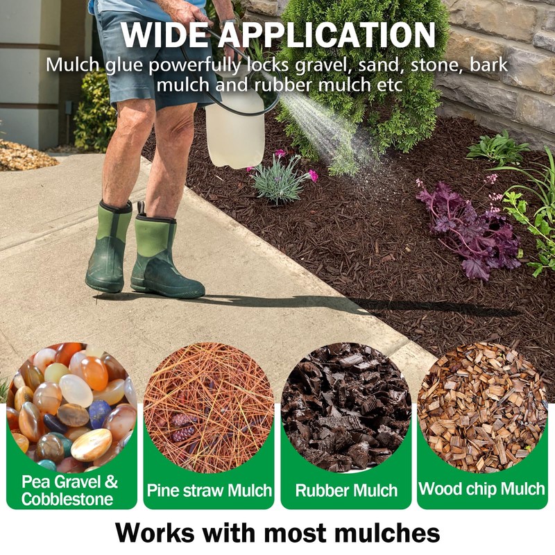 Mulch Glue for Landscaping, 88 0Z Rock Glue,Fast-Dry No-Toxic Long-Lasting