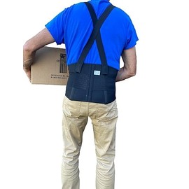 Alpha Medical Work Back Brace with Removable Suspenders – Industrial Lower Back Pain Belt – Warehouse Jobs, Construction, Moving, Heavy Lifting Safety Brace (Medium)