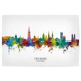 artboxONE Poster 30 x 20 cm Cities of Freiburg Germany Skyline txt - Picture Freiburg City Cityscape