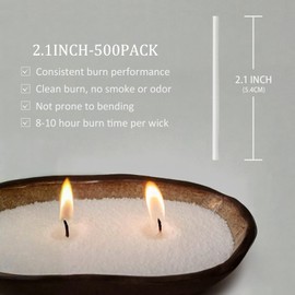 500-Pack Pearled Candle Cotton Wicks for Sand Candles Making - 2 Inch MANNYCOM Metal-Free and Lead-Free Refill Sand Wax Wick for Making DIY (White)