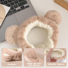 Spa Face Headband Wrist Wash Bands Set, Soft Make Up Headband, Fleece Skin Care Headbands, Elastic Wrist Sweatband, for Women and Girls, Pack of 3