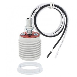 RTNLIT E26 Light Socket with Aluminum Shade Ring, Ceramic Medium Base Standard Screw-in Threaded Bulb Socket, Porcelain Pre-Wired Lead Lamp Holder for Halogen LED Bulb (Pack of 1)