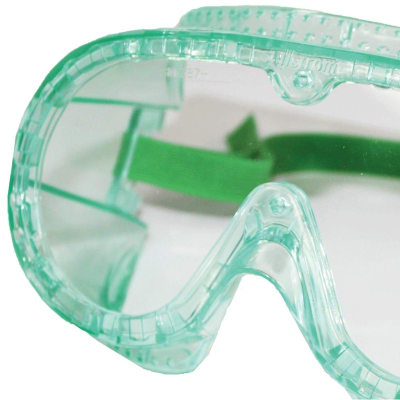 Sellstrom Flexible, Soft, Direct Vent, Protective Safety Goggle, Green-Tinted Body,