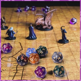 Seenelling 60 Pieces D20 Polyhedral Dice Set 20mm Large 20 Sided Pearl Mixed Color Game Dice Assortment Spin Down D20 Set for RPG, Table Games Fantasy Warrior Mage Accessories