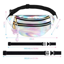 Belt Bag Children's Girls Bum Bag, Waterproof PU Leather, Bum Bag Women's Glitter Children's Bum Bag, Add a Butterfly Key Ring, Laser, Laser silver, Fashion