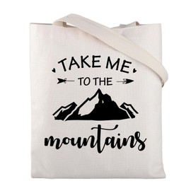 ENSIANTH Mountain Canvas Tote Bag Take Me To The Mountains Gift for Mountain Lover Large Reusable Grocery Bags Shopping Bag (241021 Mountain Tote)