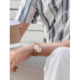 EUTOUR Magnetic Watch Lovers Watch Wooden Quartz Movement Lightweight Watch Handmade Unisex 40 mm, gold + silver men, Modern