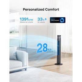PELONIS 42-Inch Tower Fan for bedroom, Standing Fan with 90° Oscillation, 28ft/s, 5 Speeds & 4 Modes, Eco Mode, 12H Timer, 23dB Quiet, Remote Control, Easy Assembly, LED Display