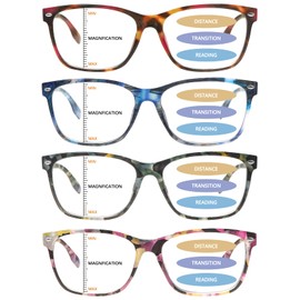MAEOWN Progressive Multifocal Reading Glasses Blue Light Blocking Spring Hinge Readers Pattern Print Eyeglasses for Women (Mix Color, 2.75, x)