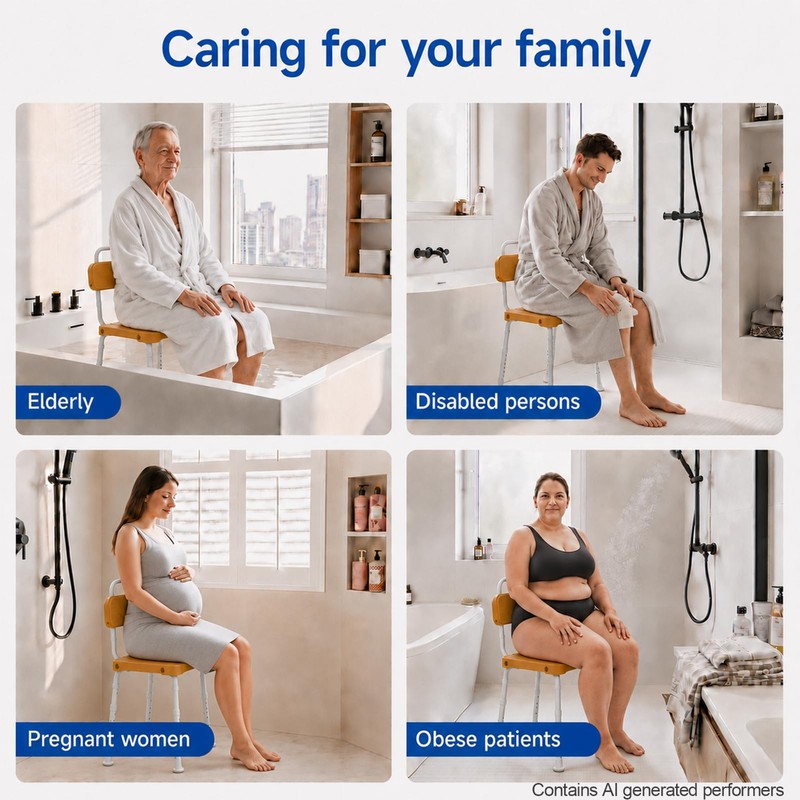 Shower Chair with Back – for Elderly & Disabled, Inside