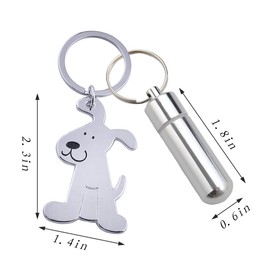 KIDDCW Cute Dog Key Ring with Cylindrical Bottle for Pet Ashes, Forever Memory Pet Cremation Keepsake Sympathy Gift