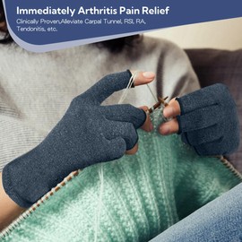 TFUSOM Fingerless Gloves for Women Arthritis Gloves for Women for Pain, Men Fingerless Compression Wrap for Hand Pain and Osteoarthritis Compression Gloves,M,LightSlateGray