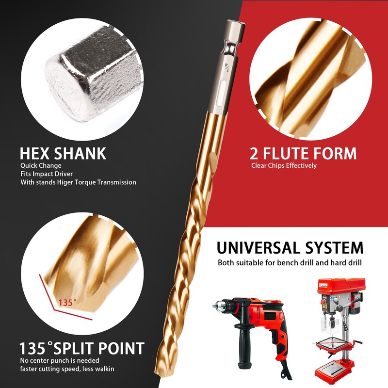 AIMLENTOOL 30 PCS Titanium Impact Drill Bit Set, Hex Shank