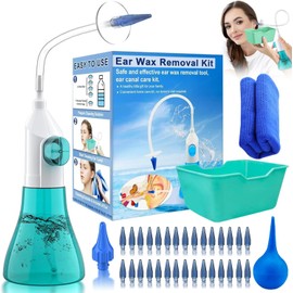 Kit Profesional de Limpieza de Oídos 35 en 1 con Ear Wax Remover y Sistema de Irrigación - Limpieza Oídos Segura para Adultos y Niños - Incluye 2 Boquillas de Limpiador Oídos y Accesorios para Ear Cleaner Eficaz