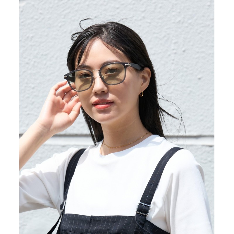 [ゾフ] ウェリントン型 サングラス｜ レザー調 ラバーテンプル ズレ落ちにくい ユニセックス 男女兼用 ズレ落ち防止 紫外線対策