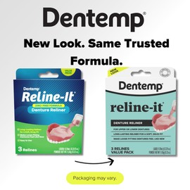 Dentemp Denture Reline Kit Value Pack - Advanced Formula Reline It Denture Reliner - Denture Kit to Refit and Tighten Dentures for Both Upper & Lower Denture (2 Pack (6 Relines))