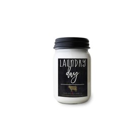 Milkhouse Candle Company Laundry Day Soy Candle - Sun-Dried Linen | Dewy Greens | Gentle Breeze Scented - 13 oz Mason Jar with Lid, 70+ Hour Burn Time, Made in the USA