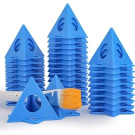 Painters Pyramids Stands,36pcs Cabinet Doors Risers & Painting - Paint Triangle Stands Mini Cones Tripods,for Cabinet & Doors, Painter's Points,Cabinet Pouring Riser Support Accessories,Art DIY(Blue