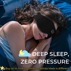 Bluetooth Sleep Mask, Sleep Mask, Headphones, LC-dolida Eye Mask, Eye Pillow, Sleeping Mask for Side Sleepers, Cool Gadgets, Gifts for Men and Women (Ice Feeling Black)
