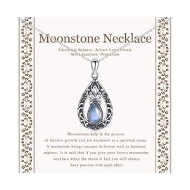 Teioa New Beginnings Gifts Natural Moonstone Pendant Necklace Sterling Silver Vintage Moonstone Jewelry Gifts for Women