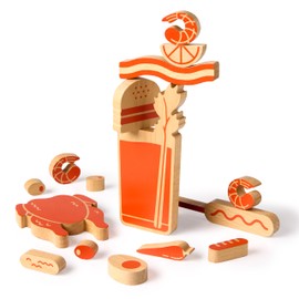 Brass Monkey Loaded Bloody Mary – Balance Game Includes 10 Ridiculous Garnish Shaped Wooden Pieces to Stack, 2+ Players
