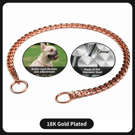 Stainless Steel P Chock Metal Chain -JYHY Dog Necklace Collars Walking Training Pet Supplies for Small Medium Large Dogs (26" (Fits Neck 22" to 24"), Rose Gold