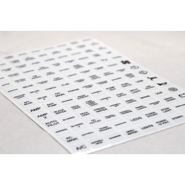 215 Decals 126 White Boat Dash Switch Instrument Panel Sticker Labels Sheet Light Switch Fuse Button Boating Fishing Windlass Horn GPS Amp LEDs Motor Radio Blower Fan Port Graphic Kit