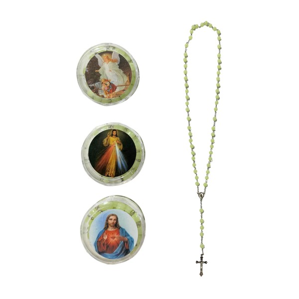 Glow-in-the-Dark Catholic Rosary Beads and Cross Pendant with One Assorted