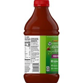 V8 High Fiber 100% Vegetable Juice, Vegetable Blend with Tomato Juice and Dietary Fiber, 46 FL OZ Bottle