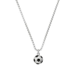 s.Oliver 2038011 Necklace with Pendant Stainless Steel Boys Children's Necklace 40 + 3 cm Silver Football Comes in Jewellery Gift Box, Stainless Steel, None