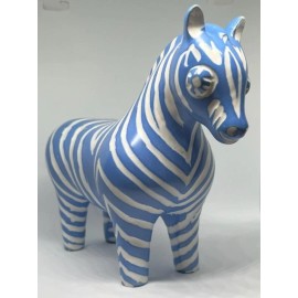 Pablo Zabal Vintage Pablo Zabal Chilean Ceramic Blue and White Medium Zebra Signed Figurine