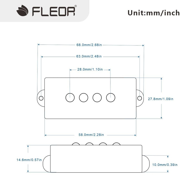 FLEOR Alnico 5 PB Bass Pickups Humbucker Pickup for 4