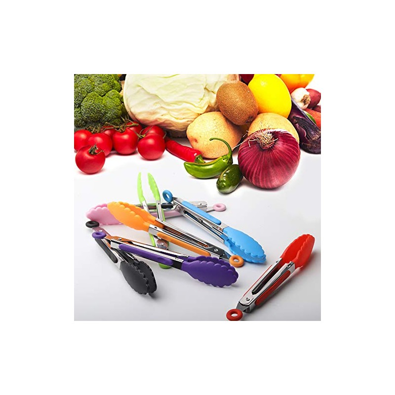 7-Pack Mini Kitchen Tongs Set - Versatile Stainless Steel Tongs