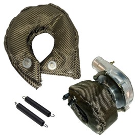 T3 Titanium Fiber Turbo Cover Heat Cover Turbo Blanket Turbo Cover for T25 T28 GT25 GT28 GT30 GT32 GT35 CT26 Turbine Housing with Locking Springs (Titanium, T3)