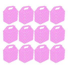 VALUE PACK 12 x Baby Pink Polka Dot Paper Lunch Box Going Home Present Picnic Boxes