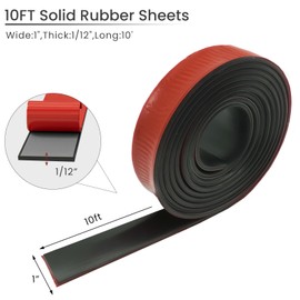 Self Adhesive Neoprene Rubber Strips, Solid Rubber Sheets Rolls & Strips with Adhesive Backing for Seals, DIY Gaskets, Weather Stripping (W:1",T:1/12",L:10', 1)