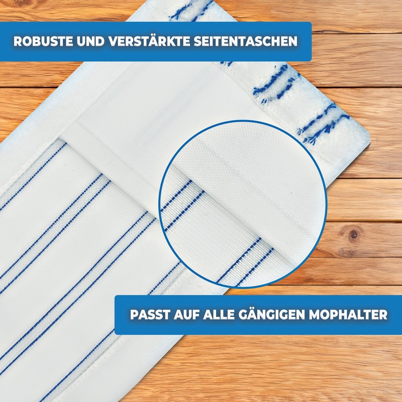 2 x Microfibre Mop Covers with Abrasive Strips - Professional