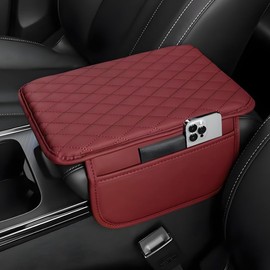 1 Pieza Almohadilla de Consola Central para Nissan Frontier 2026 2025 2024 2023 2022, Cojín de Apoyabrazos para Coche Protector de Cuero Acolchado,Red