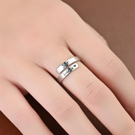 DIOWUS I F♡cking Love You Ring For Women, Hope Rings Adjustable Stainless Steel Silver Promise Jewelry Gift (Just Breathe-Silver)