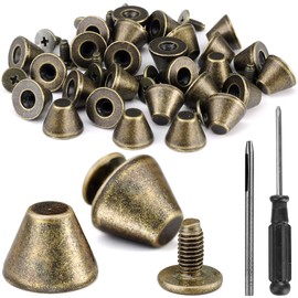 YORANYO 30 Sets 5/16" Height Spikes and Studs 8MM Handbag Feet Bronze Color Barrel Spikes Screw Back Punk Studs and Spikes Kit for Clothing Shoes Leather Craft Belts Bags Dog Collars Rivets
