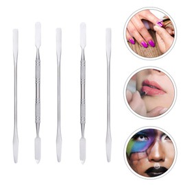 Lurrose 5pcs Makeup Spatulas Cosmetics Mixing Tools Metal Spatula Applicators Nail Art Beauty Scoop Facial Cream Mixing Stick for Mixing and Sampling (Silver)