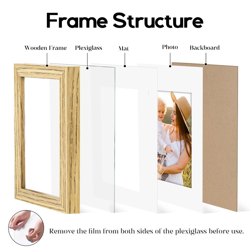 Veelot 6 Pack 8x10 Frames, Mat for 5x7 Photos, Shatter