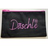Däschle Cosmetic Bag, Organiser for Make-Up, Black with Pink Lettering,