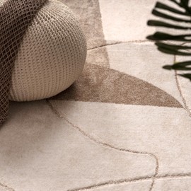 Paco Home Area Rug with Abstract Modern Art Design in Beige Brown, Size: 6'7" x 9'6"